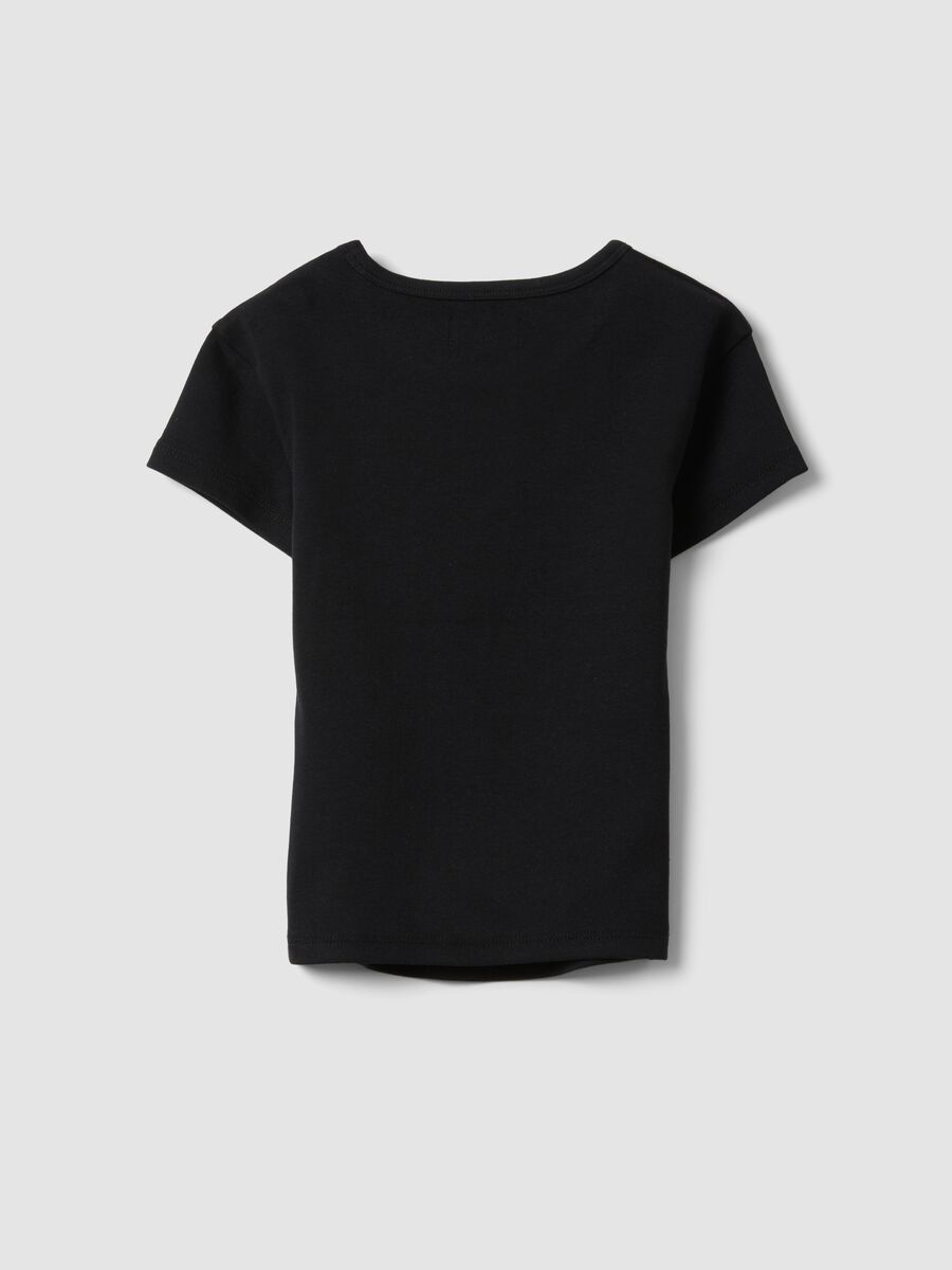 T-shirt fitted in cotone elasticizzato nera da ragazza_1