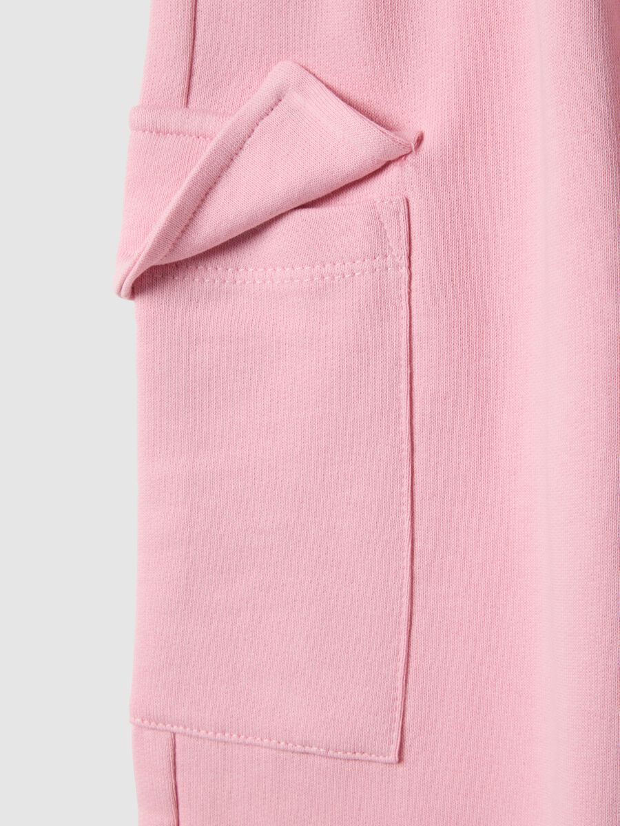 Pantaloni cargo in puro cotone rosa da bambina regular fit_3