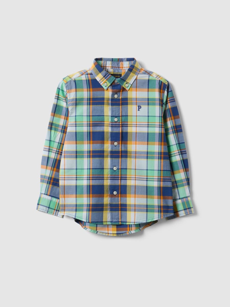 Camicia in puro cotone a quadri multicolor da bambino regular fit_0