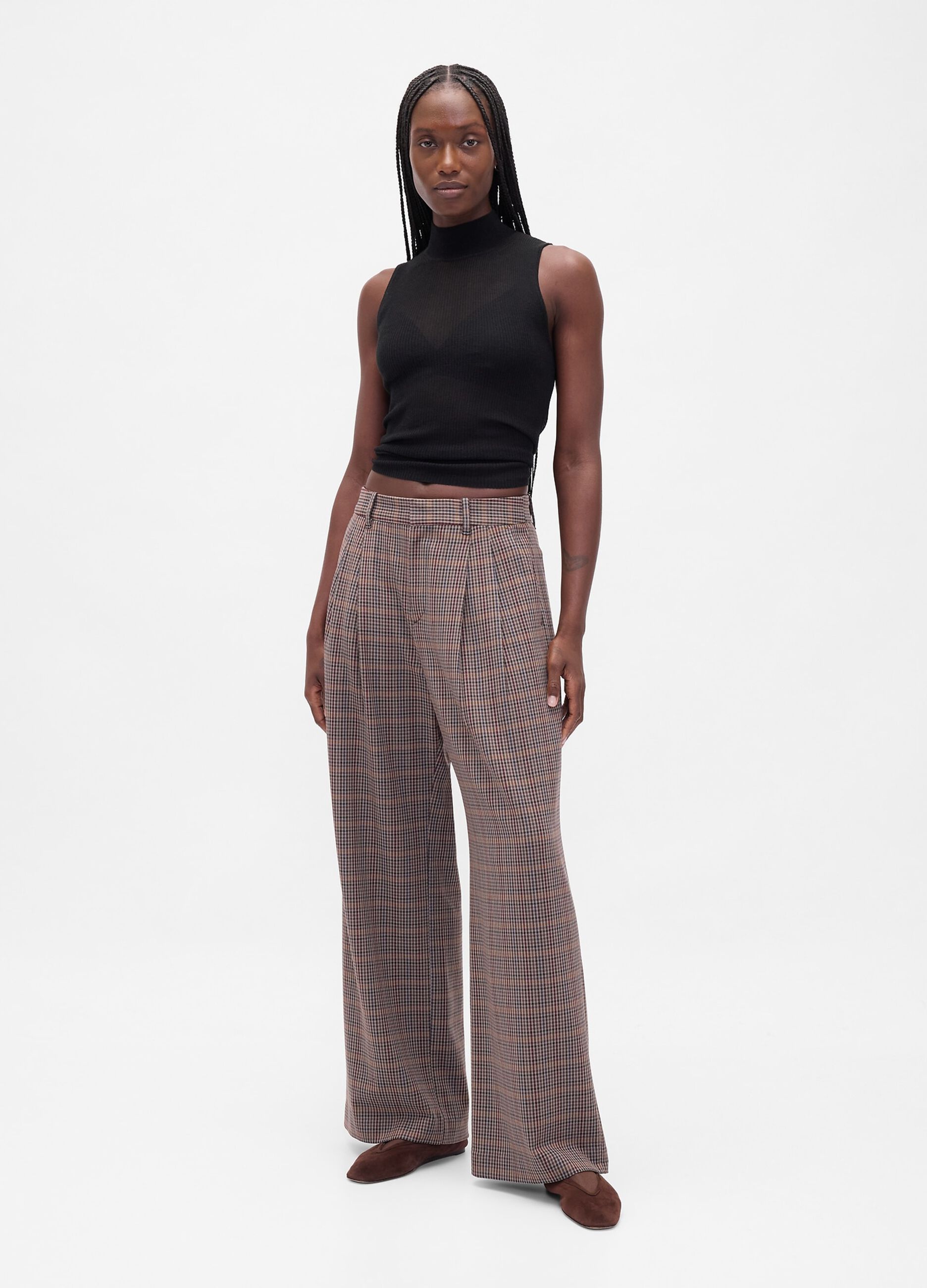Braune Stretch-Stoffhose