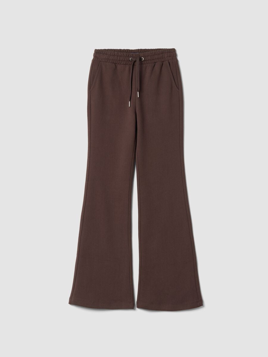 Brown flared trousers in pure organic cotton_0