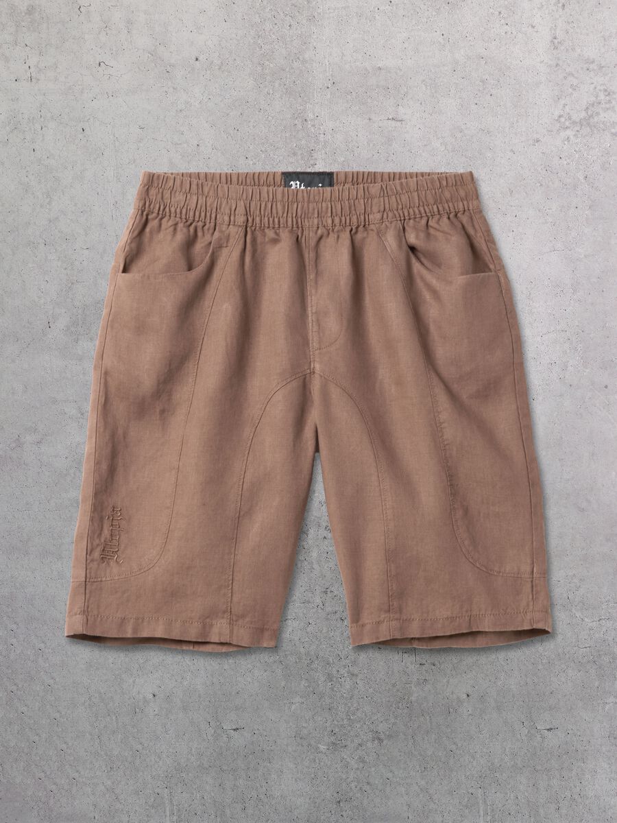 100% Linen Shorts in Mocha_6