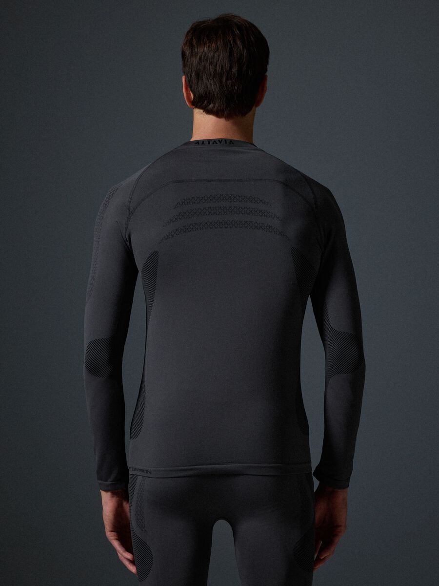 Grey thermal long-sleeve stretch T-shirt, 2-way stretch ALTAVIA_3