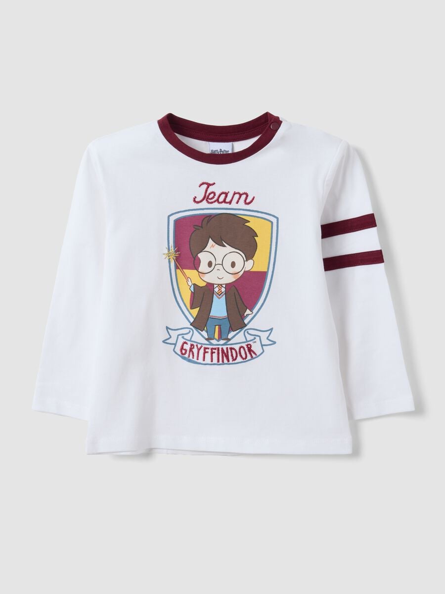 White pure cotton Harry Potter print T-shirt for boys_0