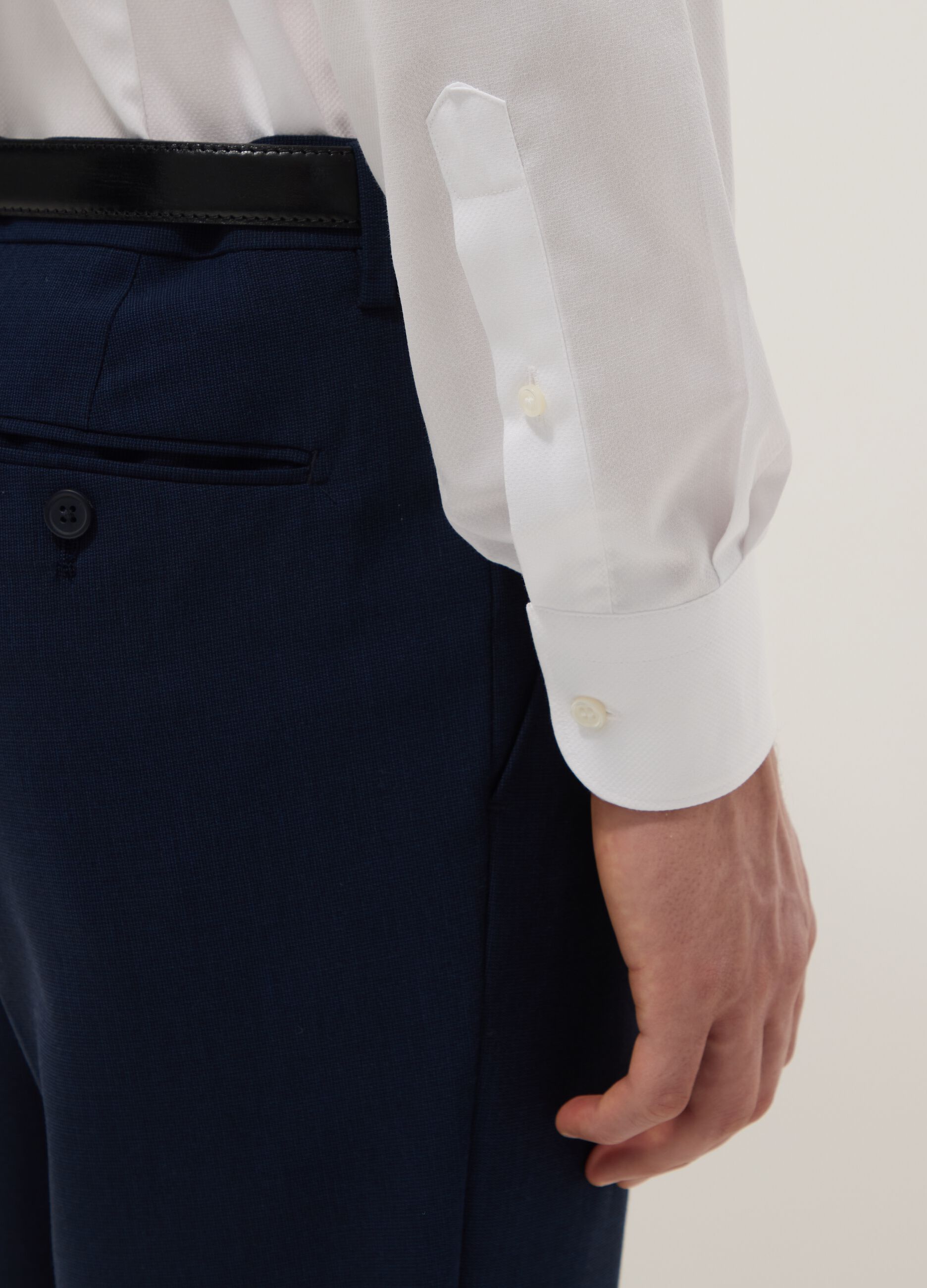 White Long Sleeve Pure Cotton Shirt Slim Fit