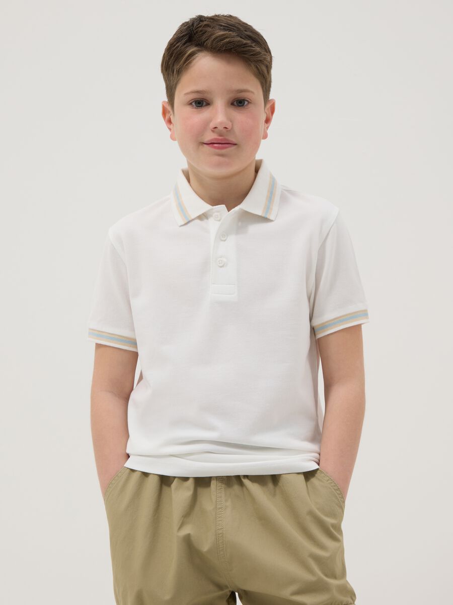 Boys' regular fit pure cotton white polo_0