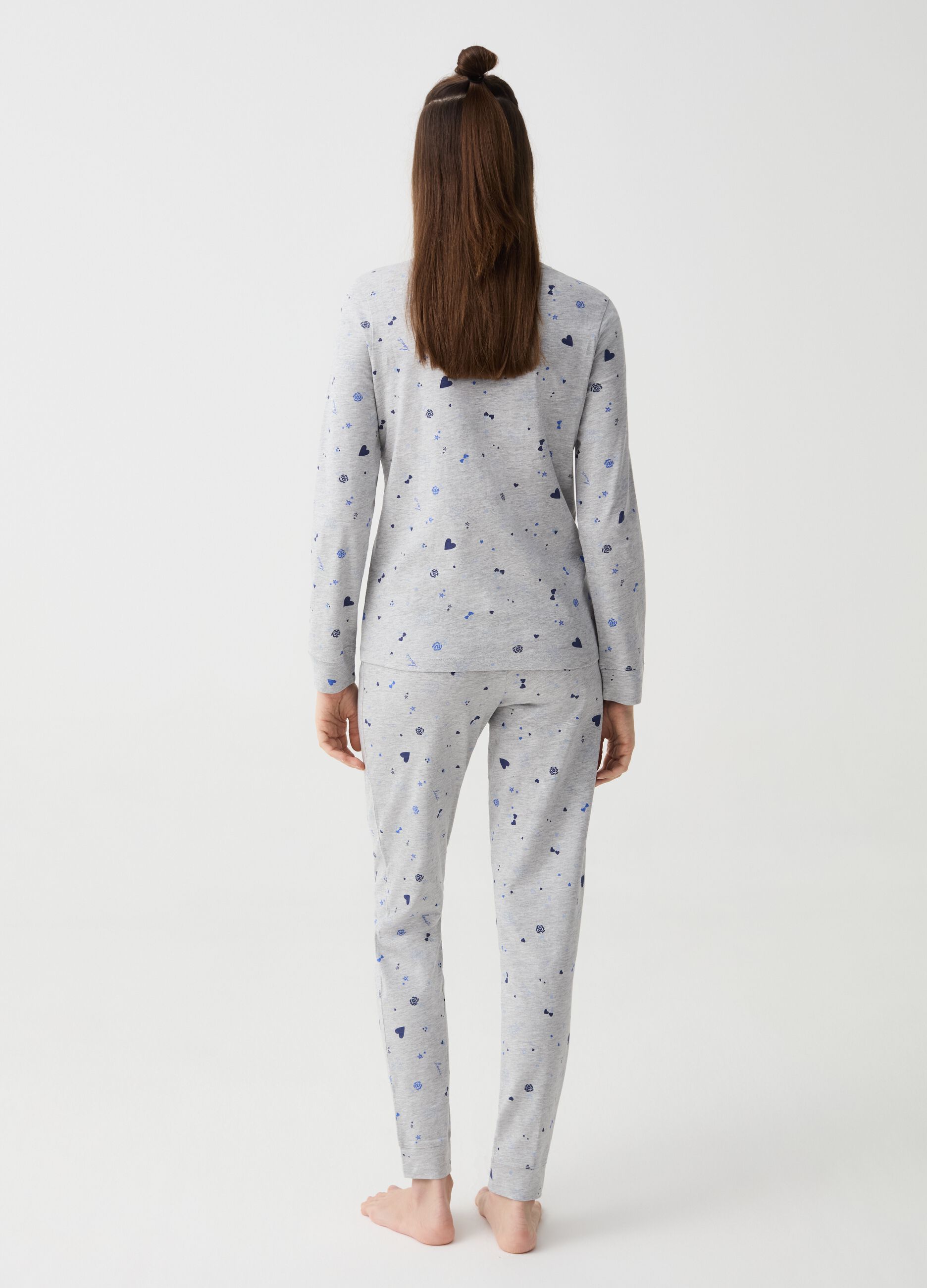 Long pyjamas with all-over love print