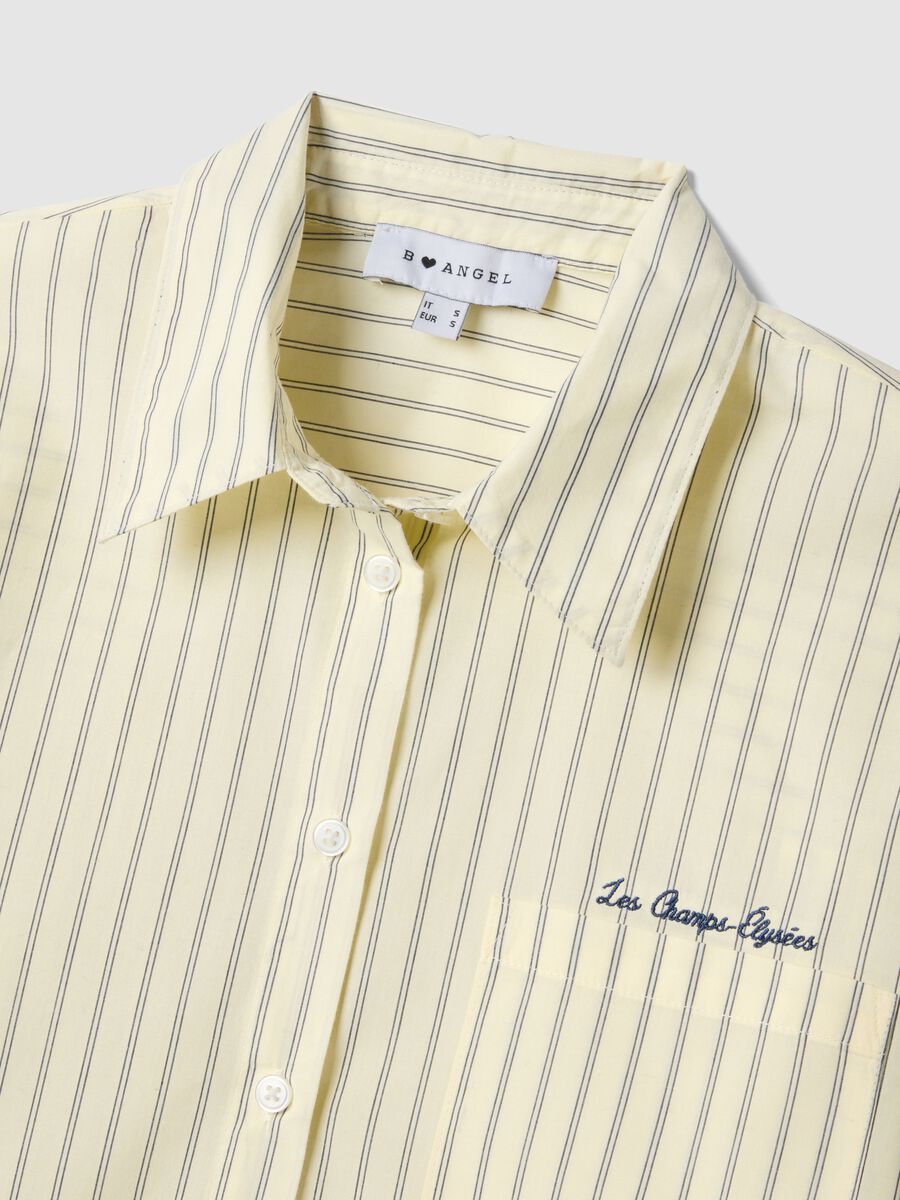 Regular fit yellow striped pure cotton shirt_5