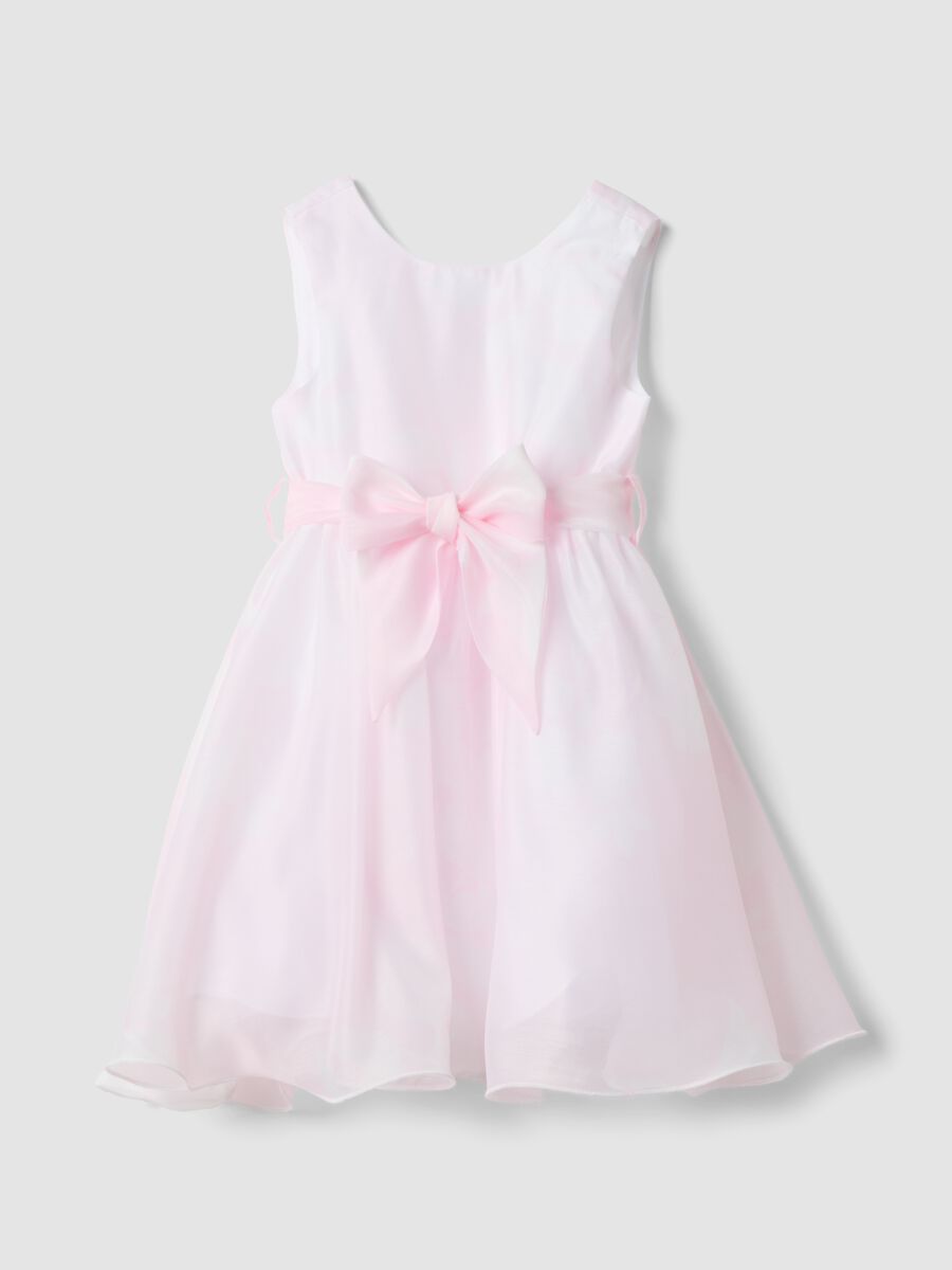 Girls&rsquo; sleeveless pink dress with waist bow_0