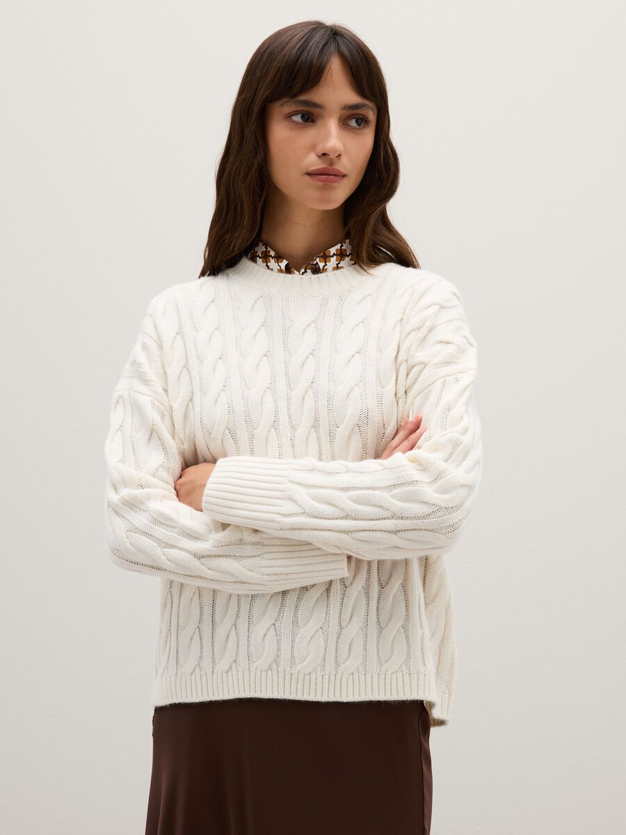 White Wool Blend Sweater_0
