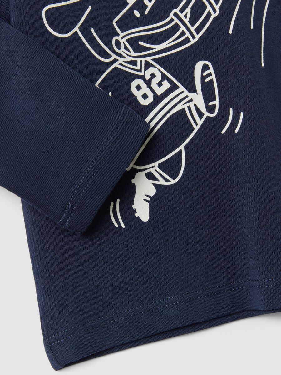 Blue organic cotton T-shirt with collegiate print for baby boy_3