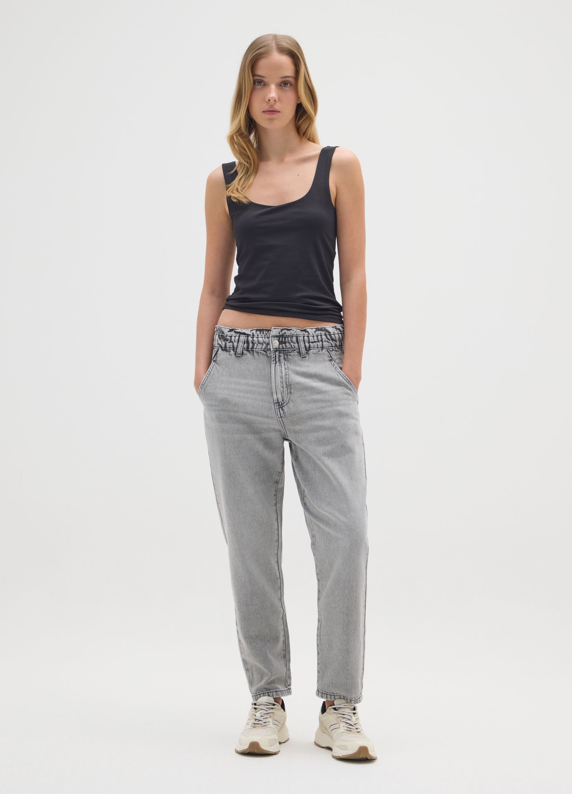 Jeans Cinza Slouchy