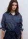 Camicia blu in misto cotone e lyocell a quadretti regular fit_0