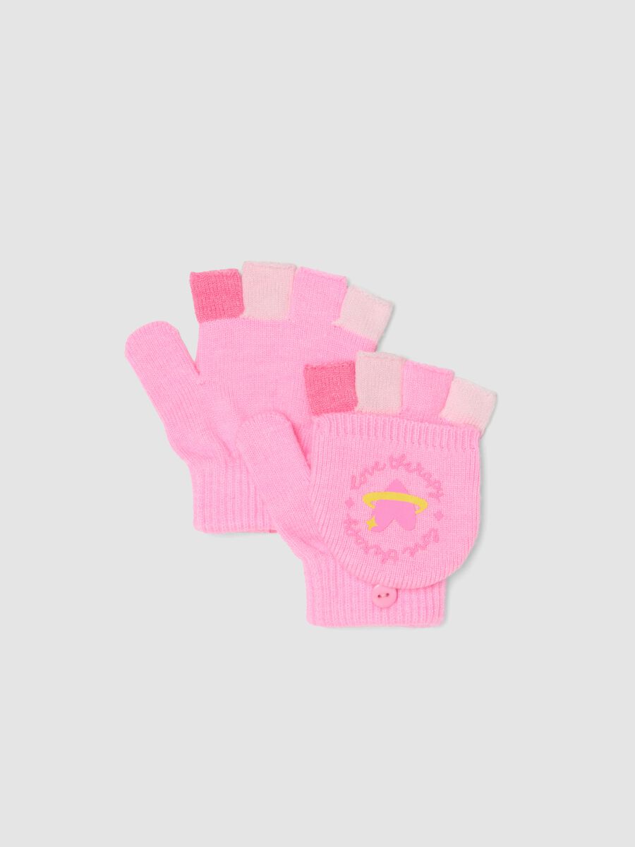Rosa Handschuhe aus Viskosemix mit umklappbarer Klappe_0