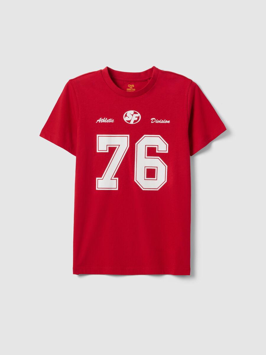 Red pure cotton boys&rsquo; T-shirt with print, regular fit_3