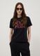 Schwarzes T-Shirt aus reiner Baumwolle in Regular Fit mit Druck_2