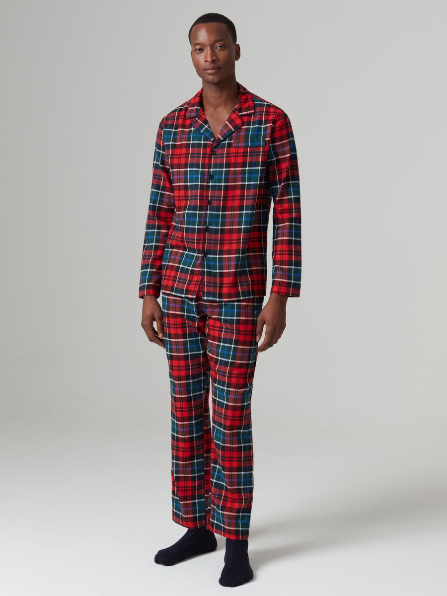 Long pyjamas in flannel with tartan pattern_0