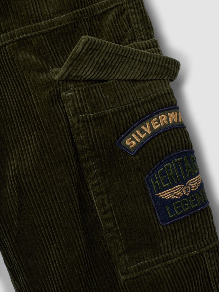 Green pure cotton cargo joggers, relaxed fit_4