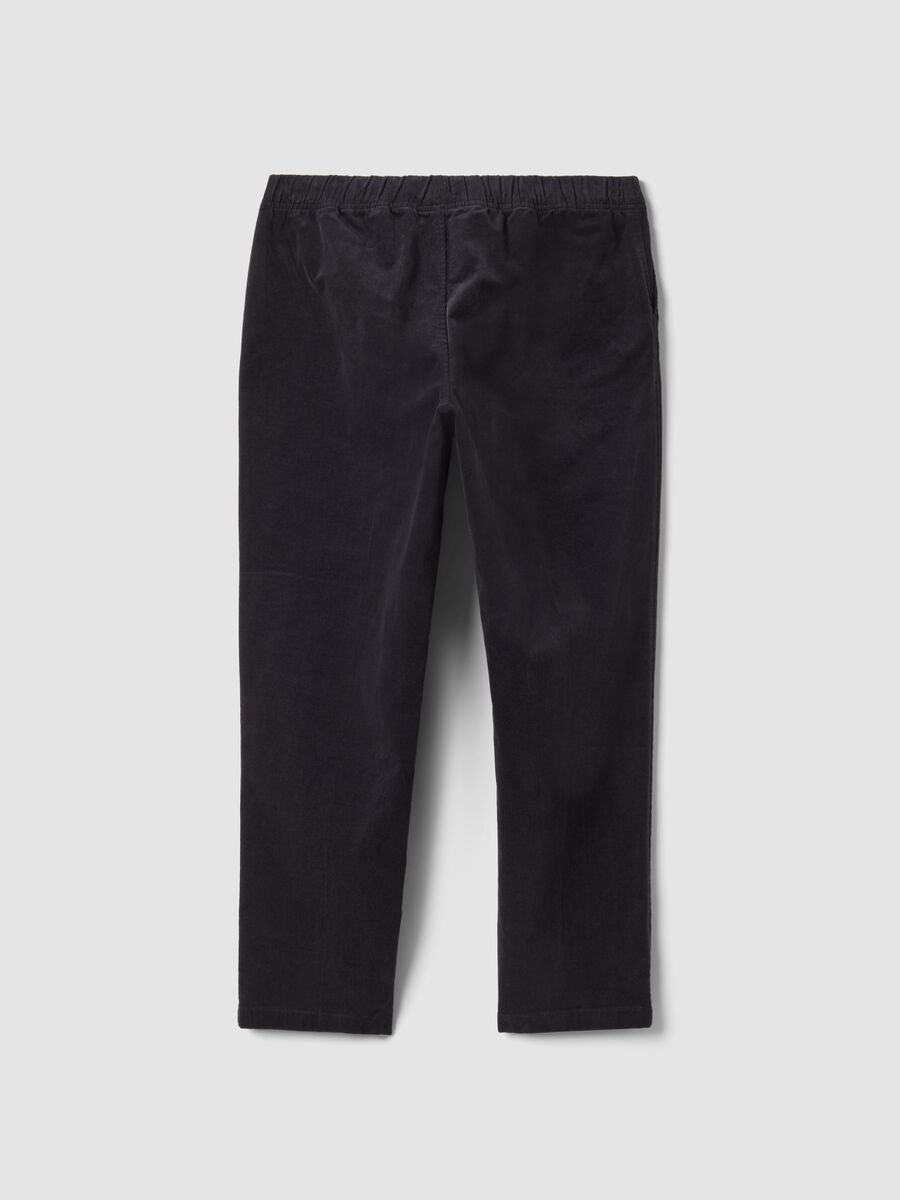Pantaloni blu in cotone elasticizzato wide leg_2