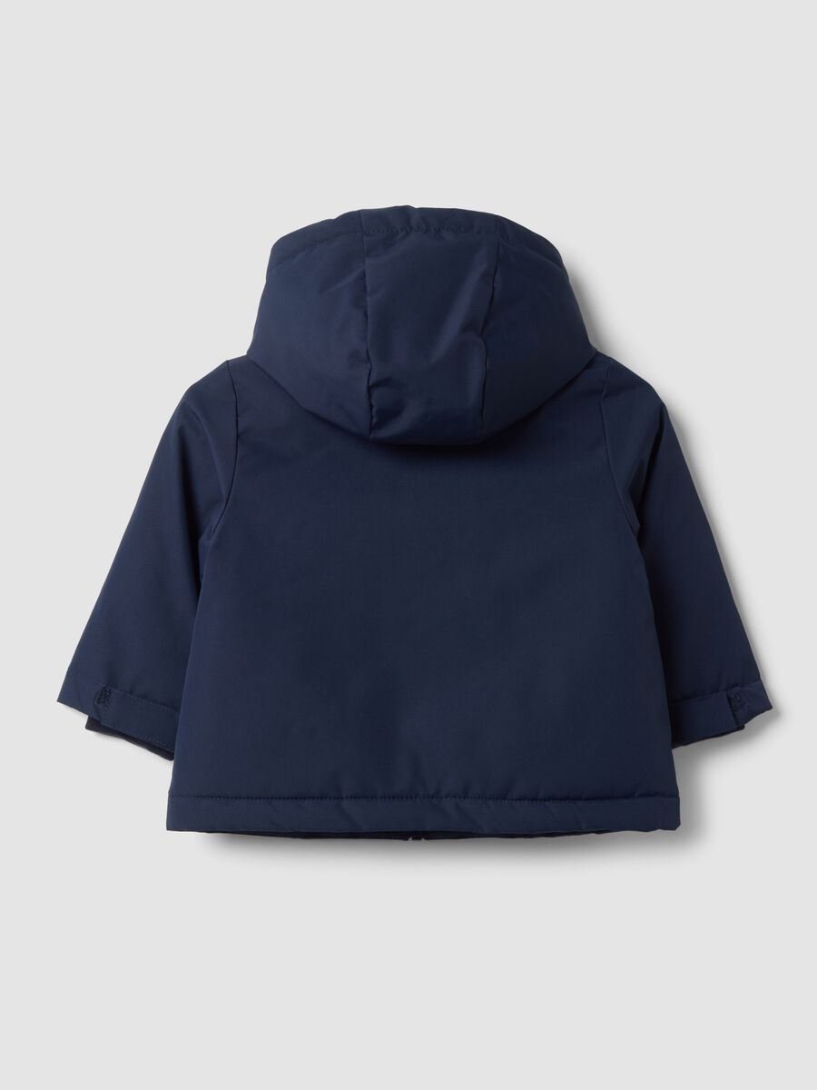 Giacca blu imbottita con cappuccio e zip per bimbo_1