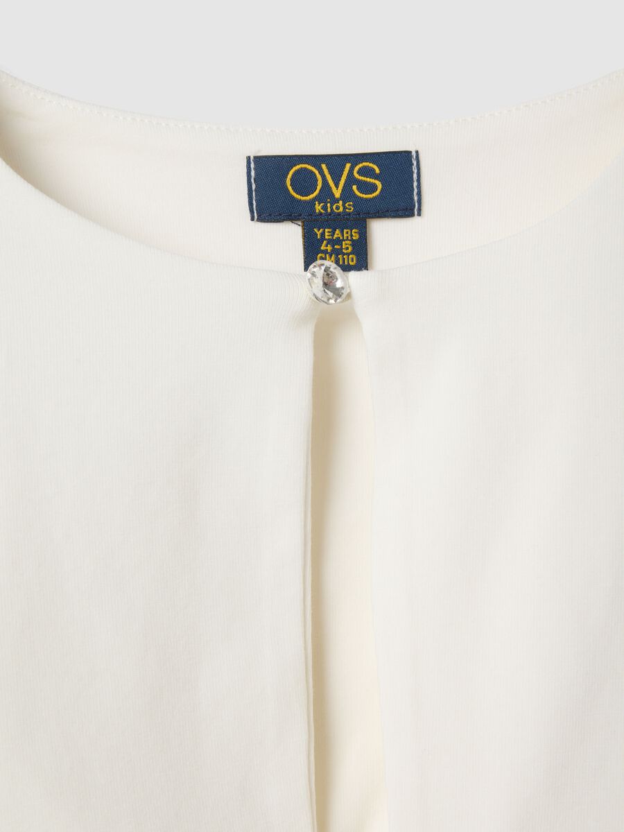 Girls' white slim fit stretch cotton t-shirt_2