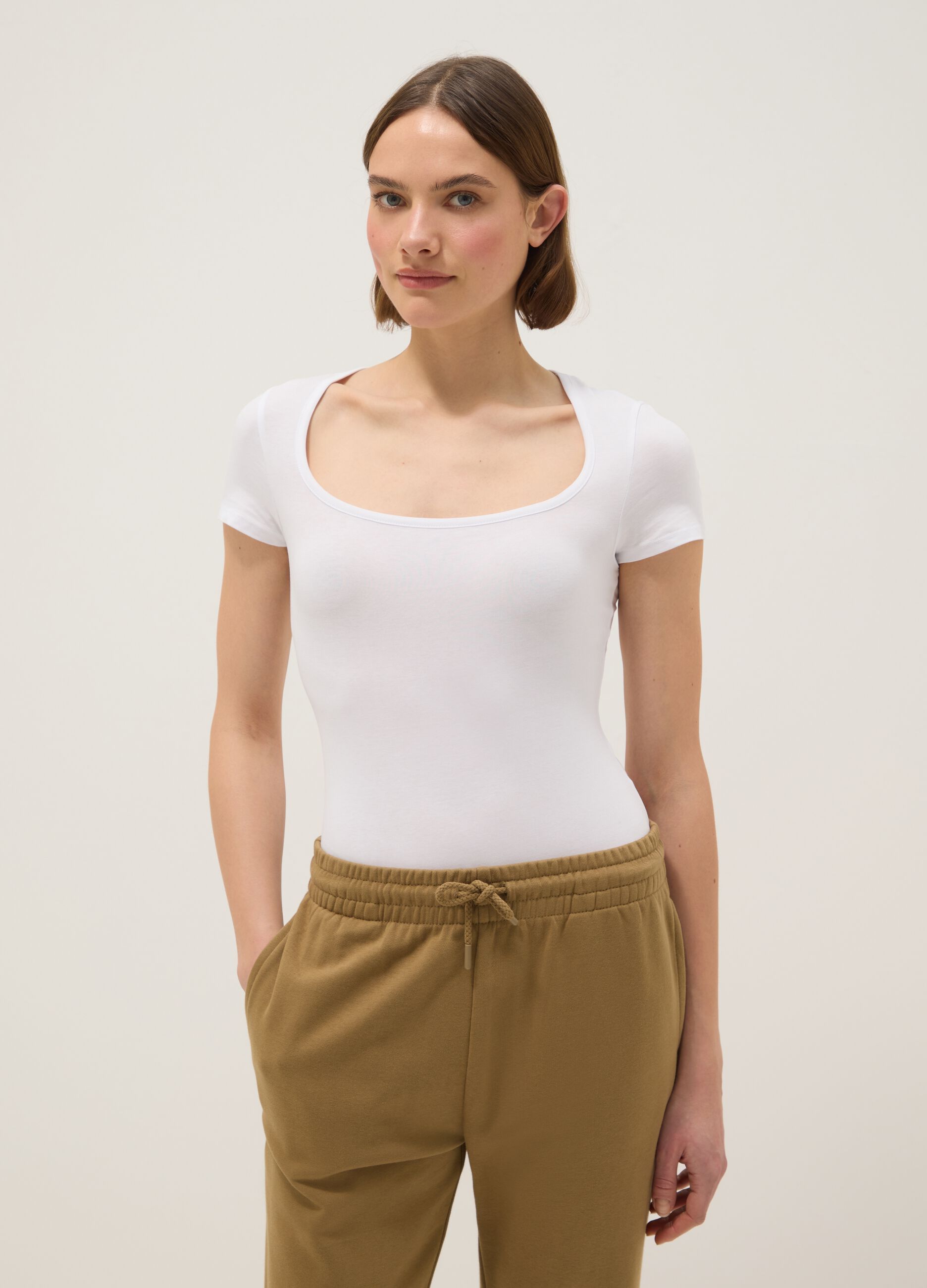 White Stretch Cotton Bodysuit