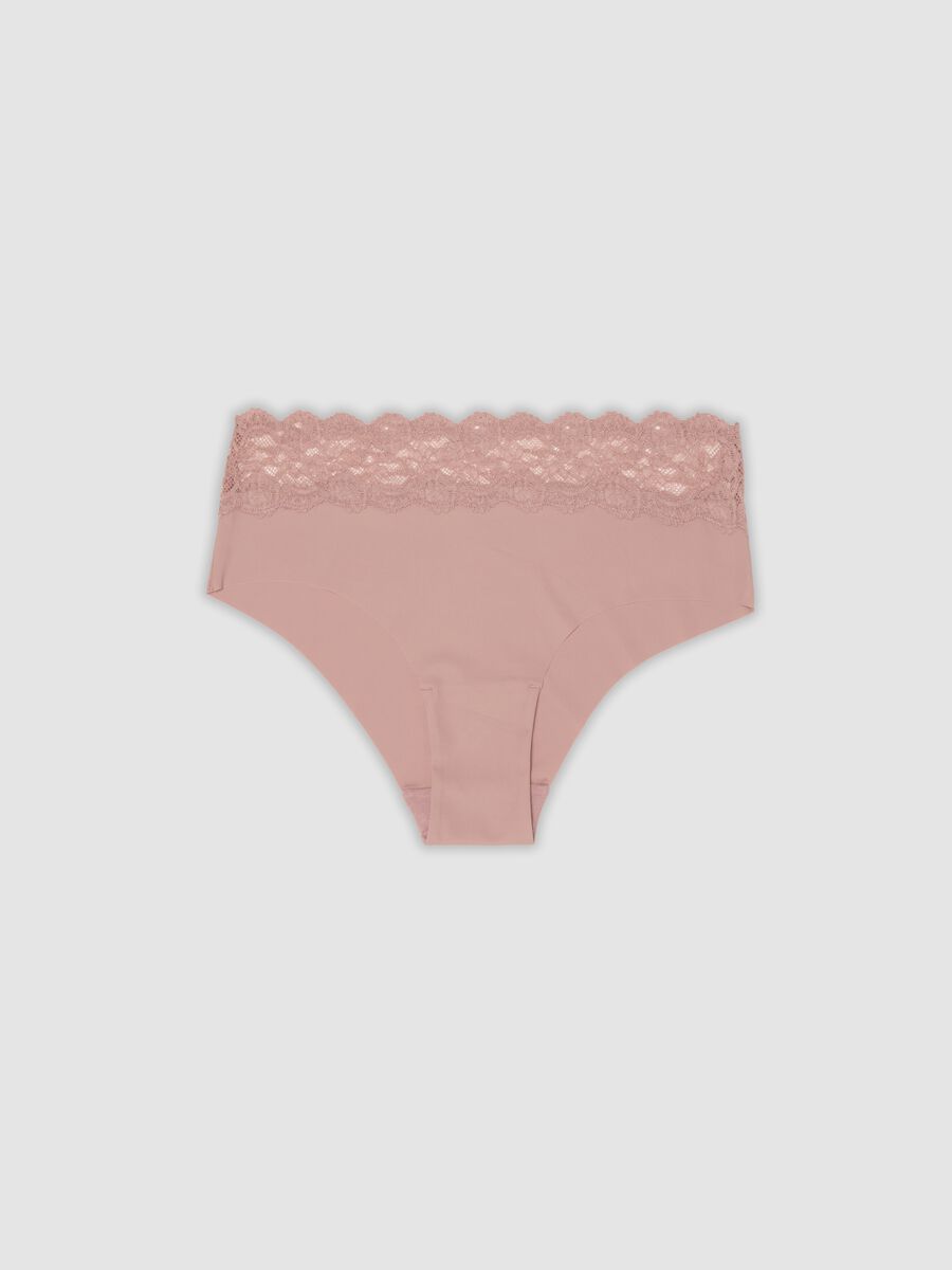 Pink stretch microfibre briefs with lace_4