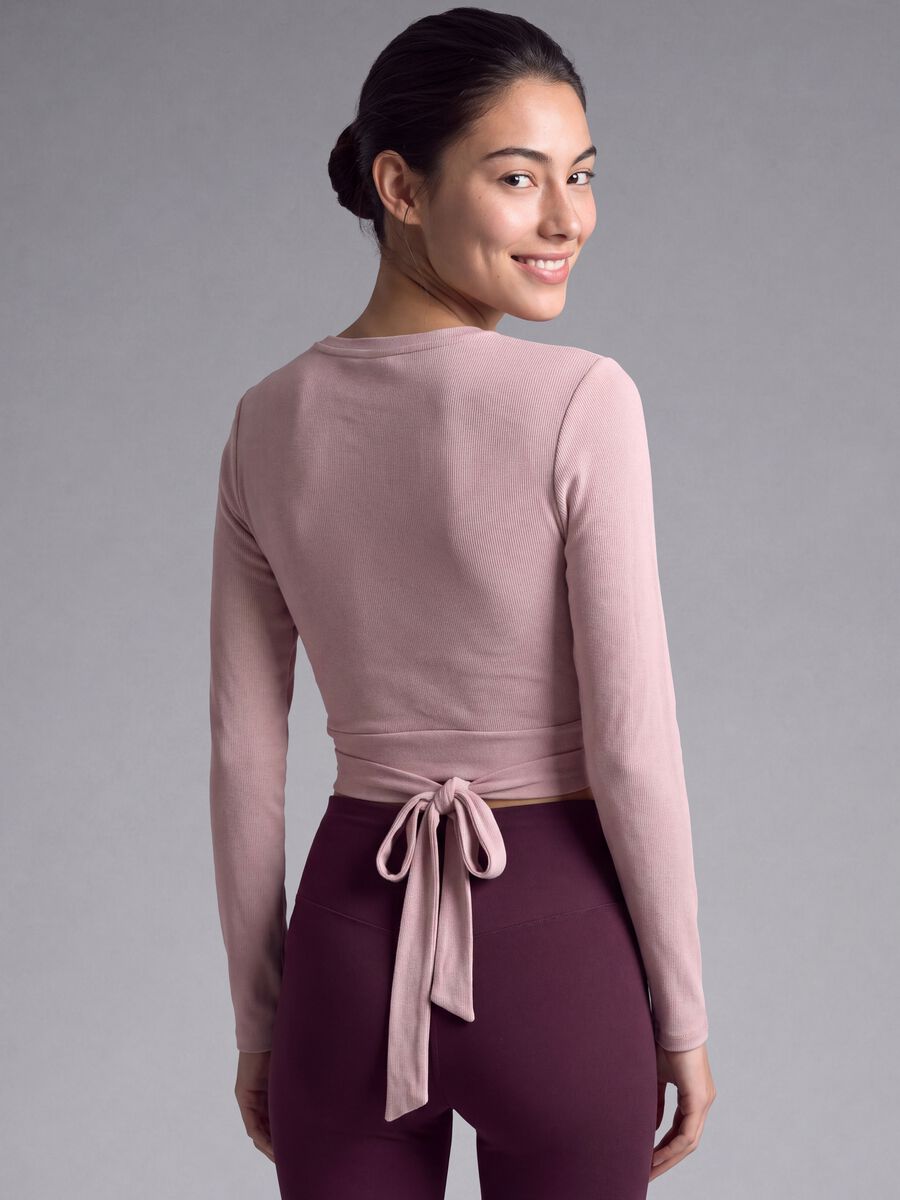 Pink stretch-cotton cardigan with deep V-neck_3