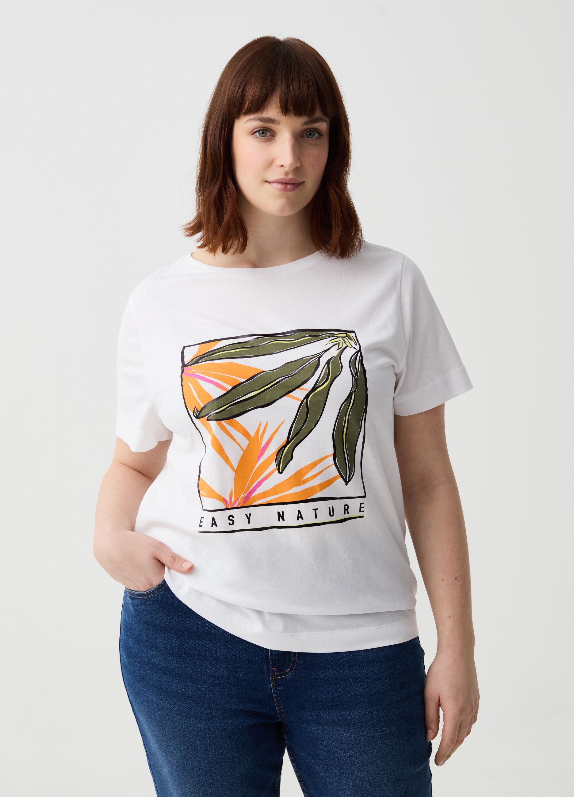 Camiseta de algodón orgánico con estampado Curvy