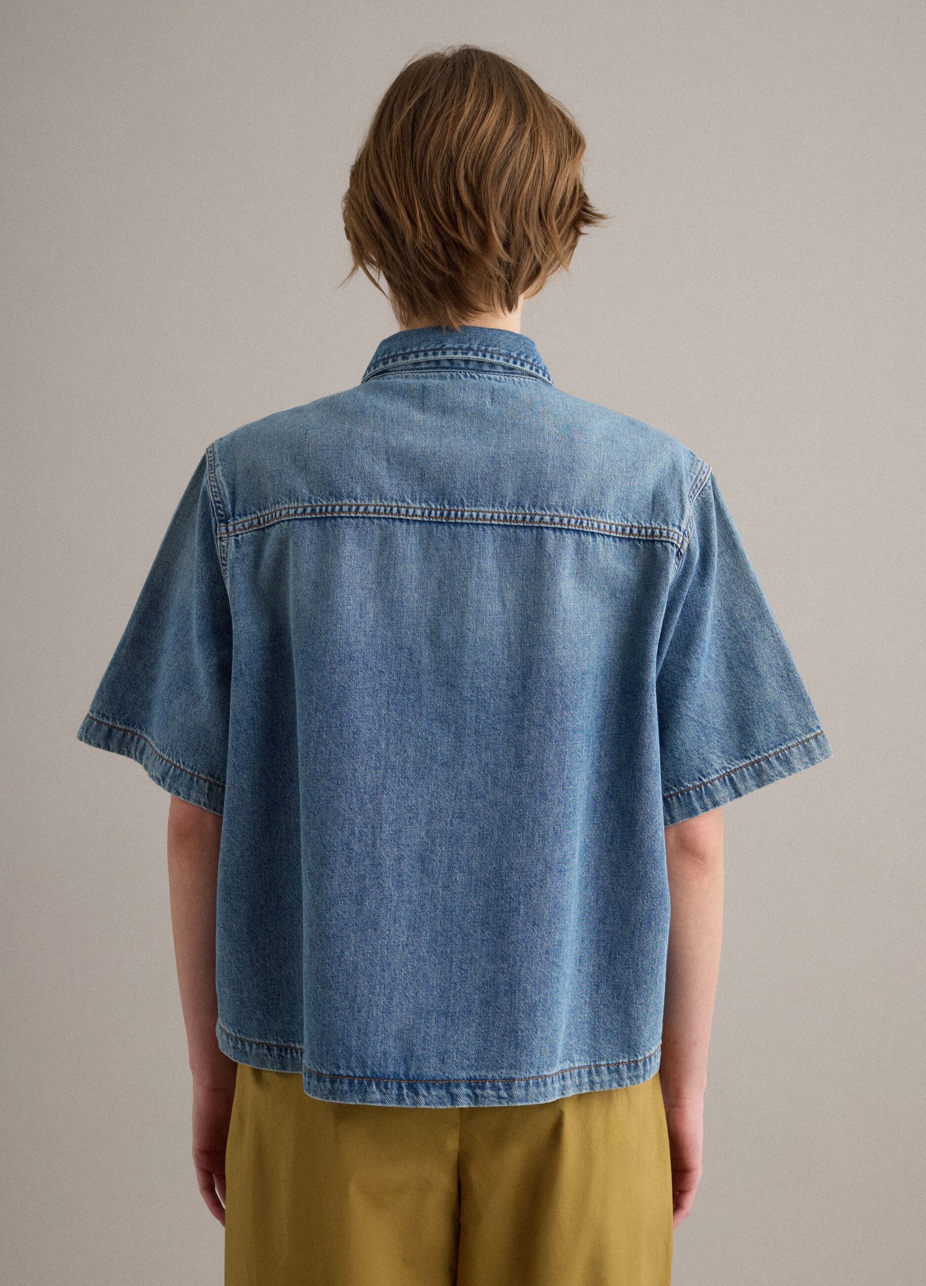 Light Blue Pure Cotton Denim Shirt