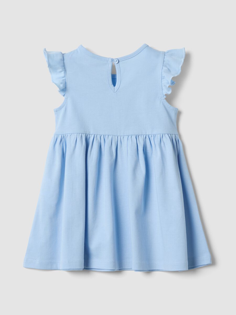 Light blue pure cotton baby girl dress, regular fit with ruffles_1