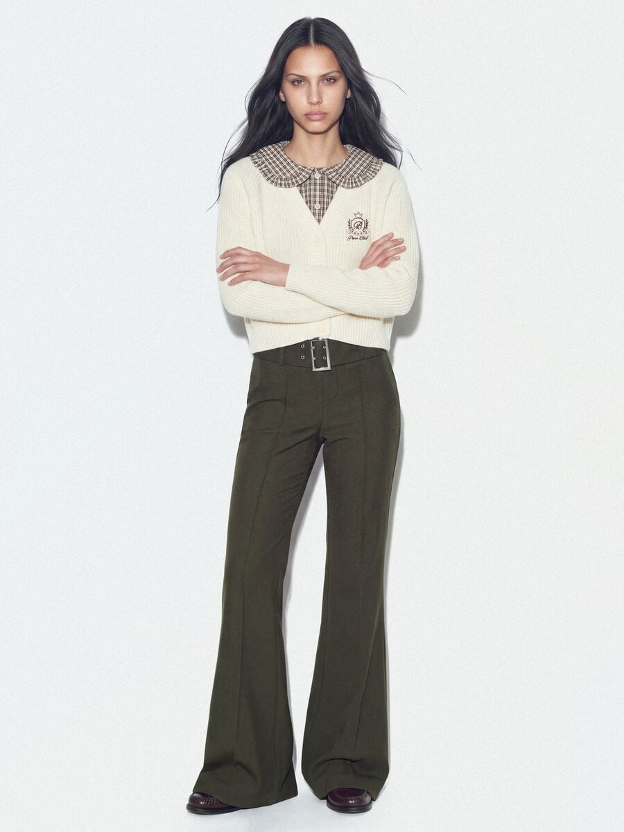 Pantaloni verdi in viscosa elasticizzata slim fit_0