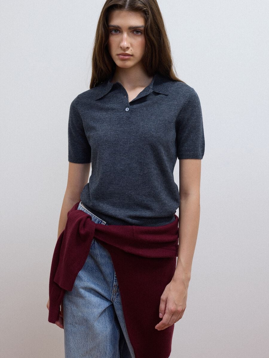 Grey pure wool polo-collar jumper in regular fit_2