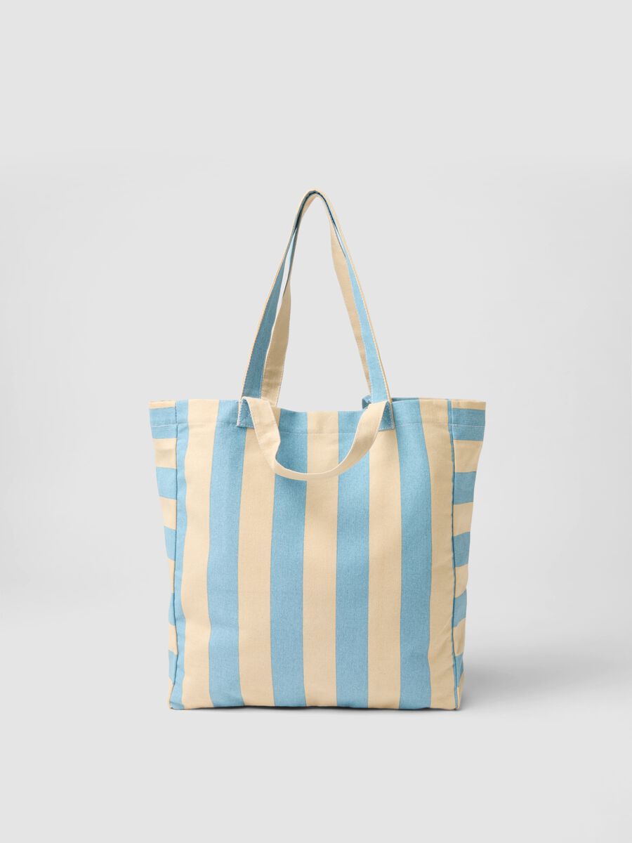 Multicolour striped pure cotton bag with sturdy handles_1