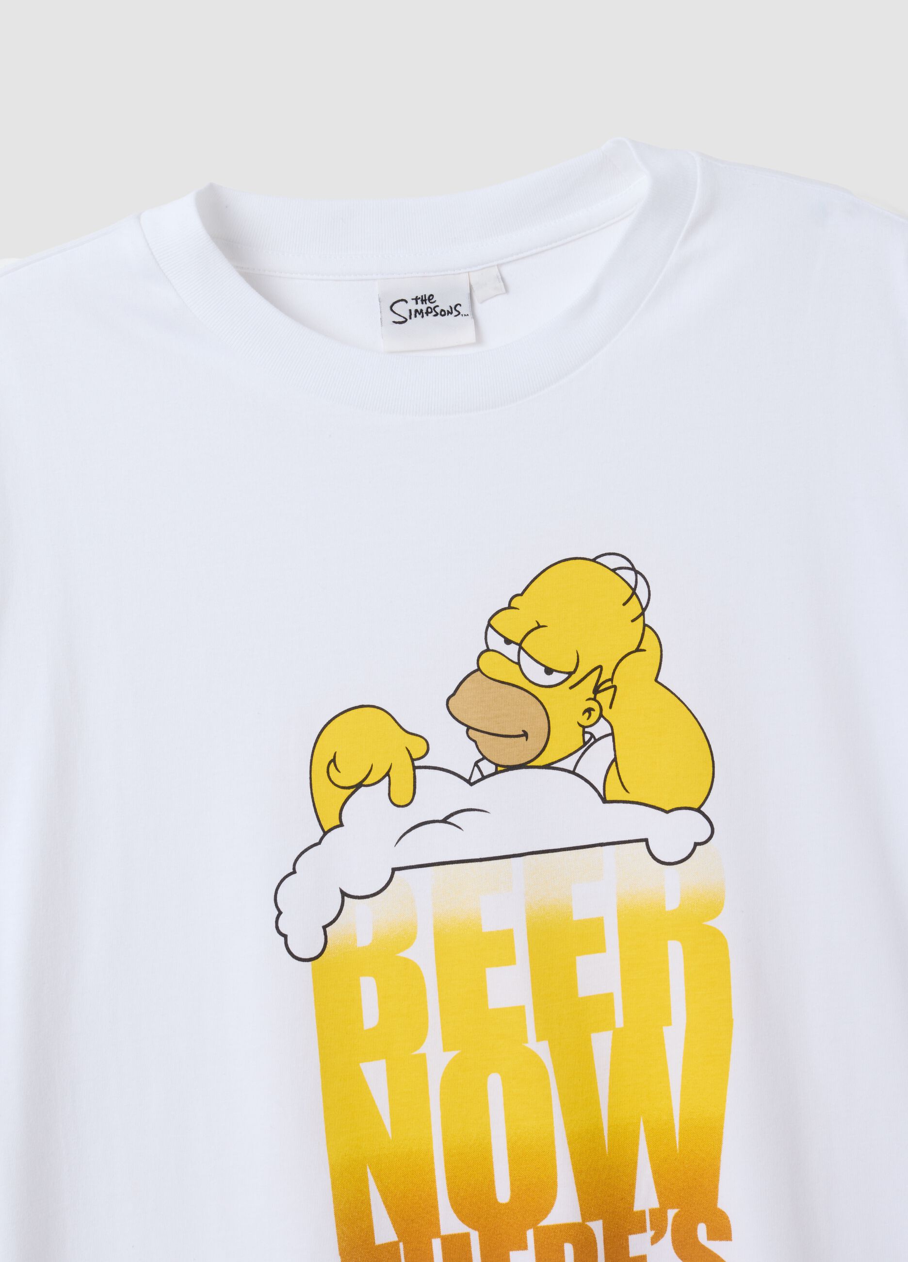 White pure cotton T-shirt with Simpsons print