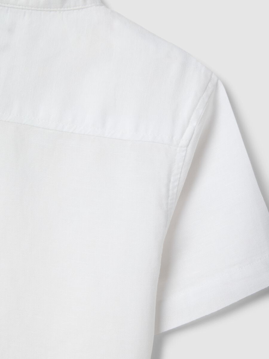 Boys' white linen-cotton blend regular fit shirt_3