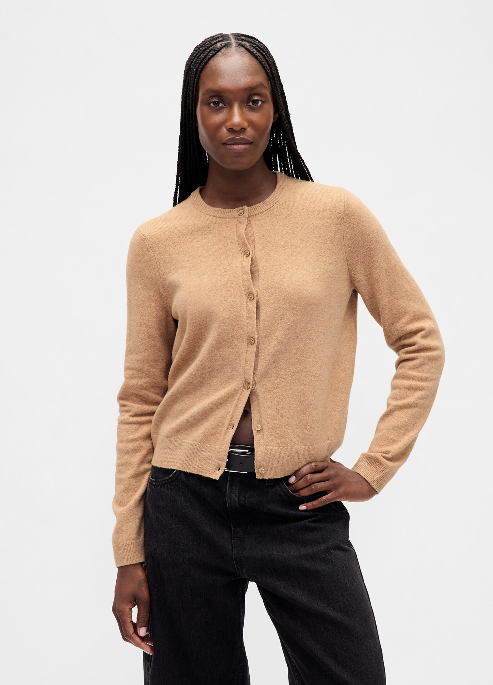 Beiger Baumwoll-Mischung Cardigan