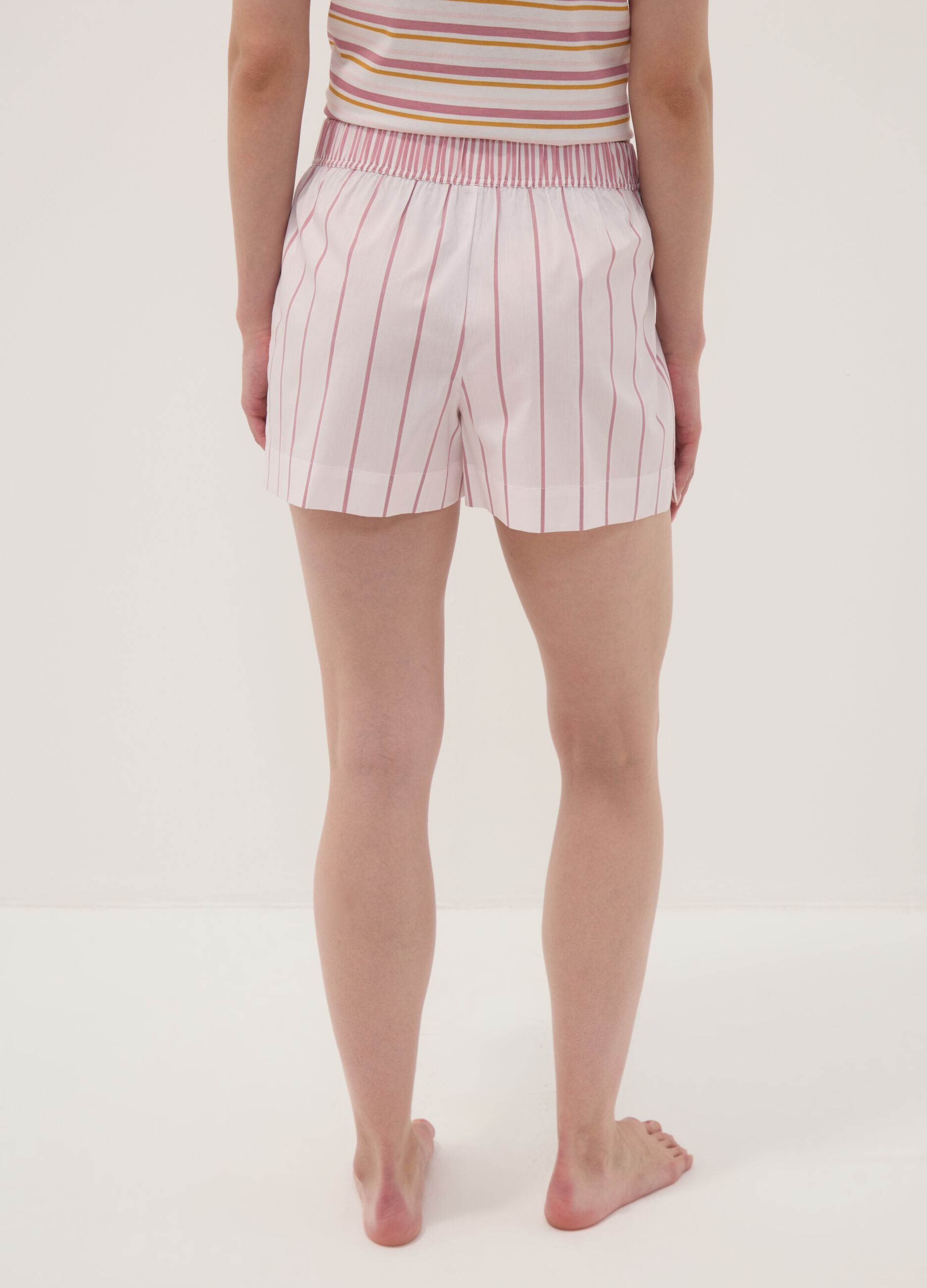 Pink striped organic cotton pyjama shorts