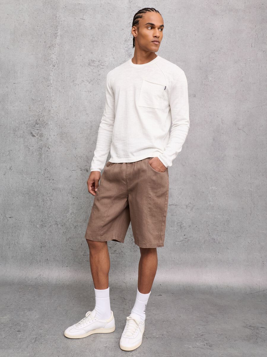 100% Linen Shorts in Mocha_5