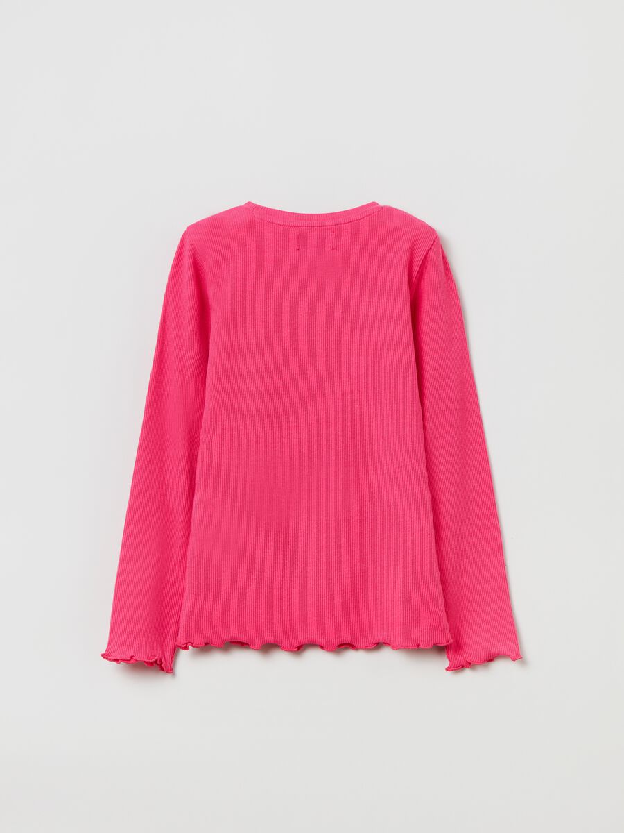Long-sleeve T-shirt with scalloped trims_2