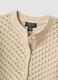 Girl's regular fit perforated cardigan in pure beige cotton_2