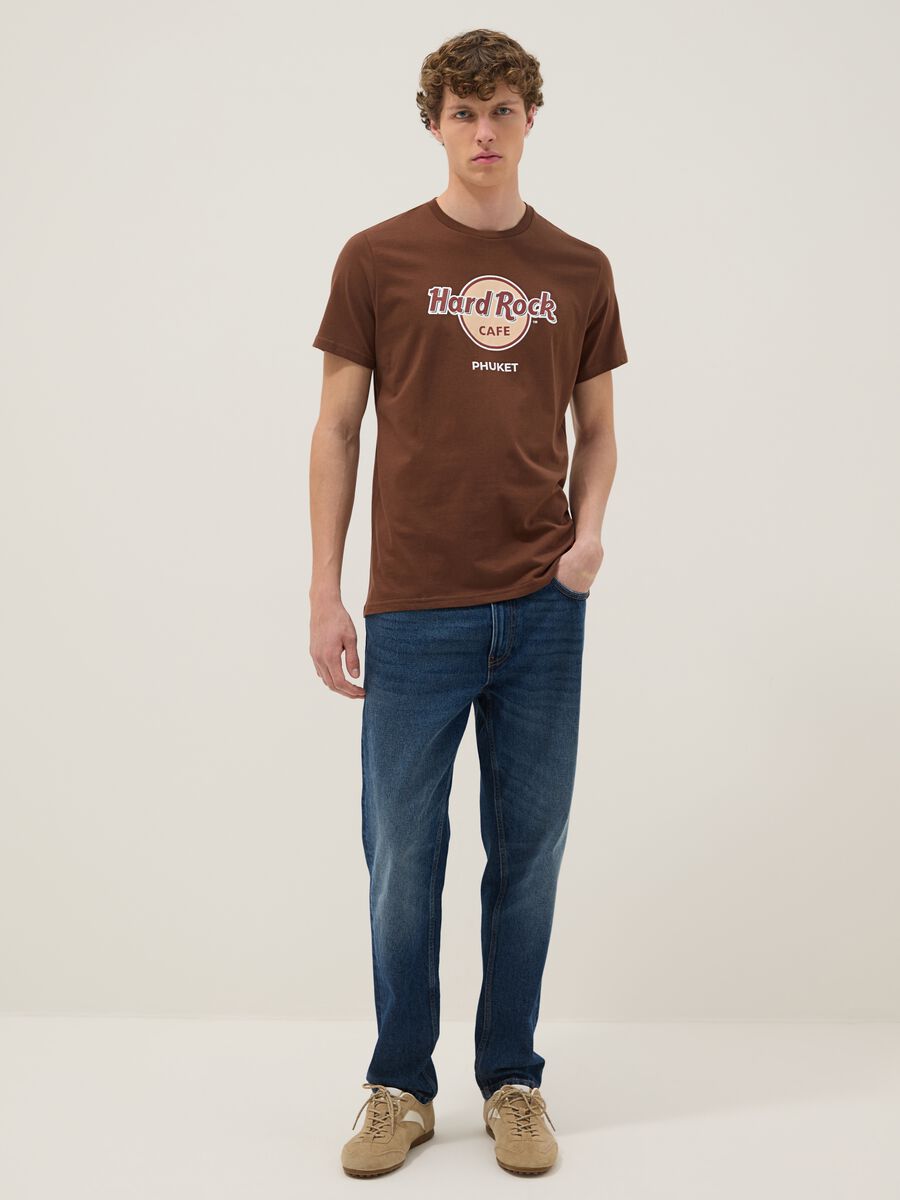 Brown pure cotton Hard Rock Cafe print T-shirt, regular fit_1