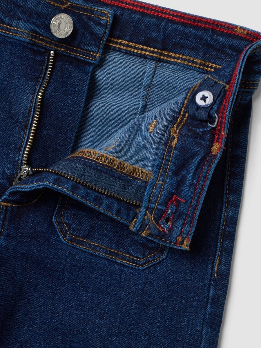 Girls' blue culotte jeans in stretch cotton_1