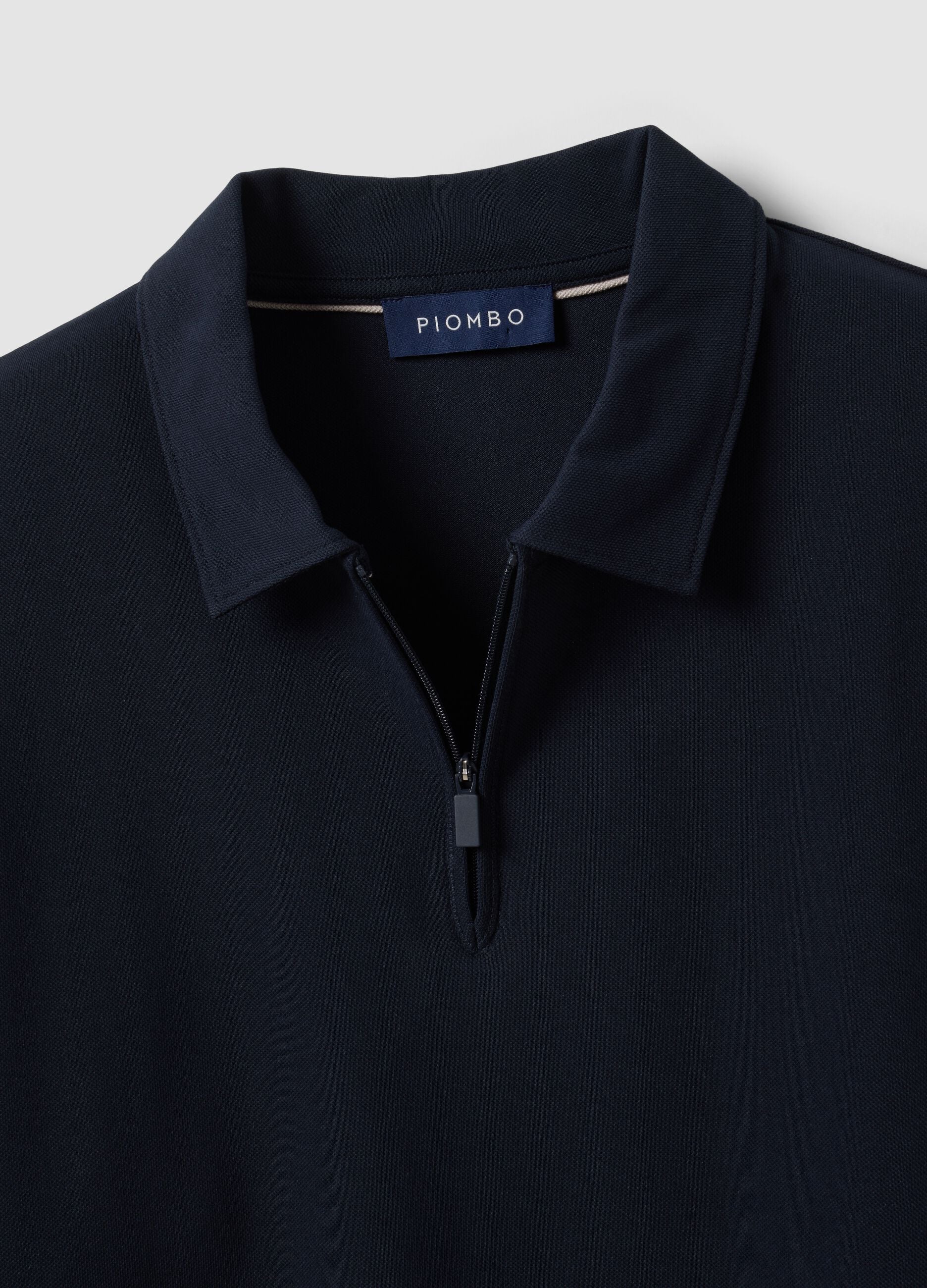 Polo blu in misto cotone piquet elasticizzato Easy dry regular fit