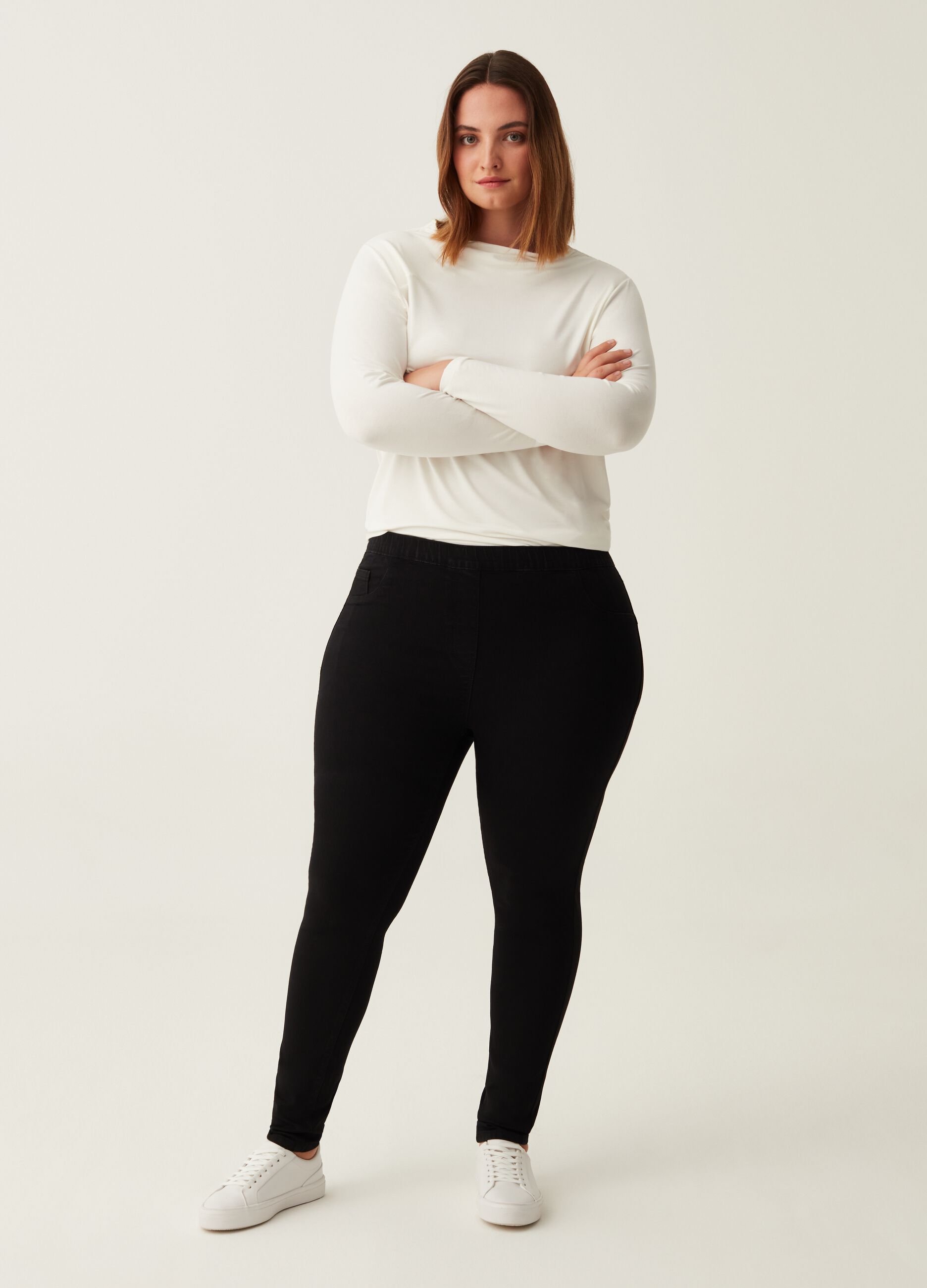 Curvy solid colour stretch jeggings_0