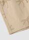 Beige organic cotton shorts with all-over print_2