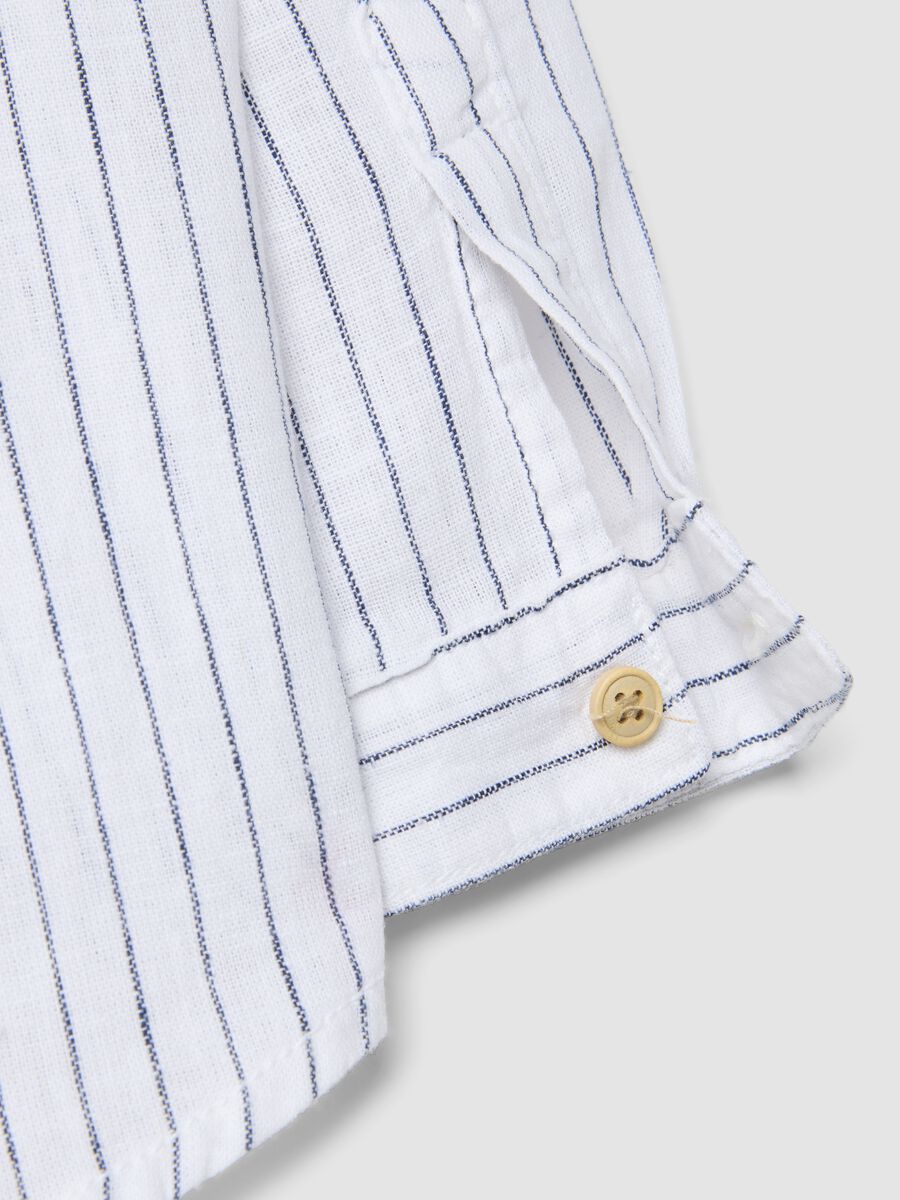 Multicolour linen blend shirt and shorts set for boys, regular fit_3