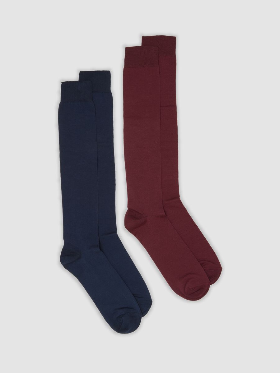 Bipack di calze lunghe blu e rosse in cotone elasticizzato_0