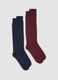 Bipack di calze lunghe blu e rosse in cotone elasticizzato_0