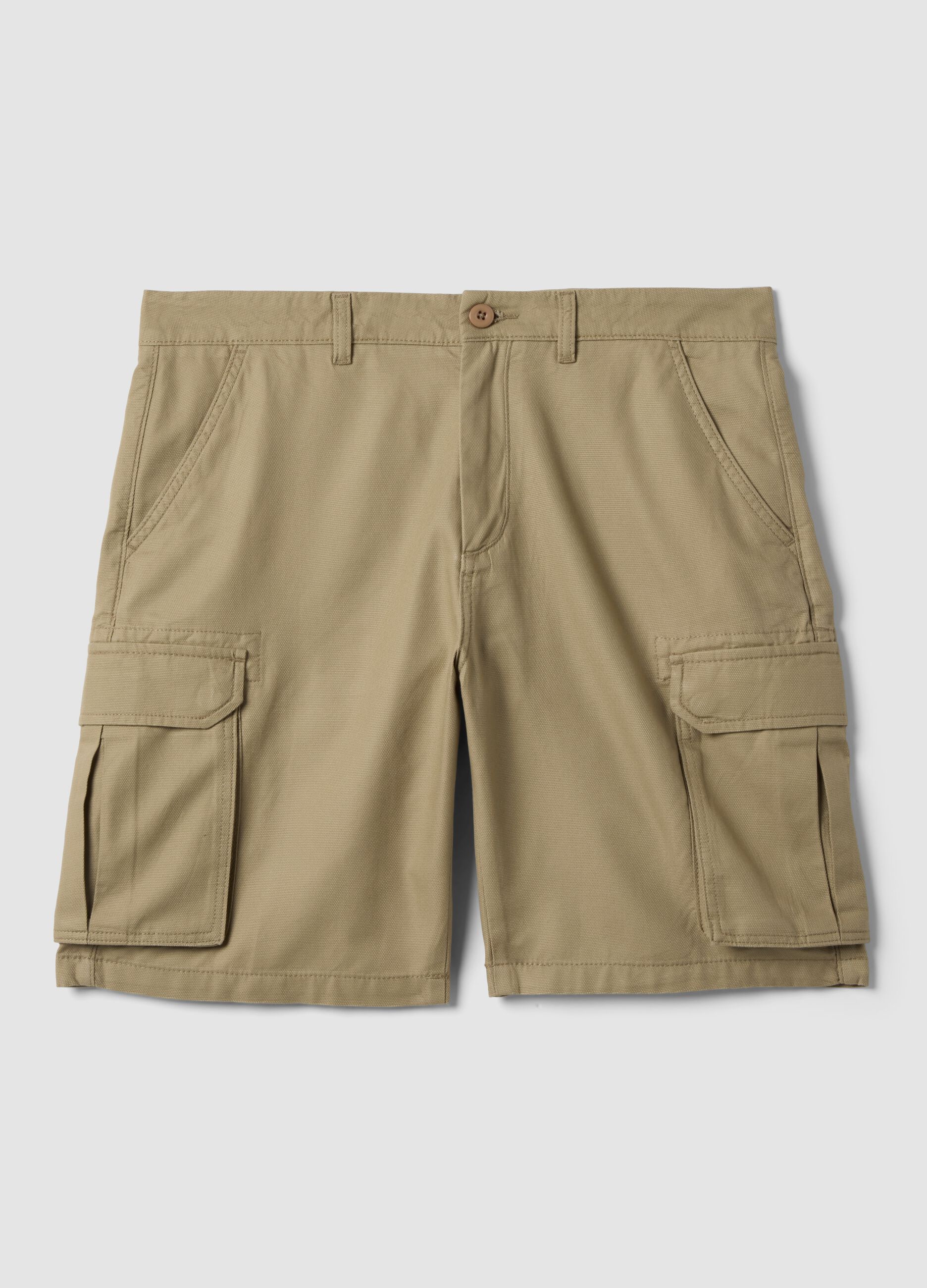 Short cargo beige en pur coton, coupe regular